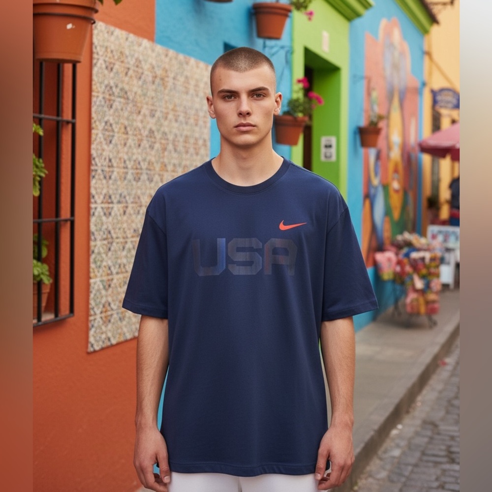 Nike USA MENS TEE Navy Blue short sleeve shirt Sz small